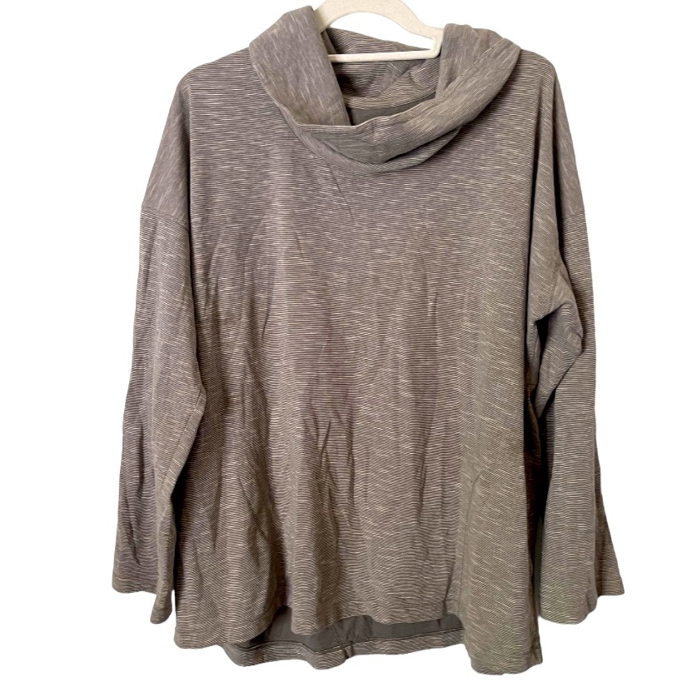 Pure Jill J. Jill Large‎ Gray Stretch Organic Cotton Double Face Cowl Neck Top